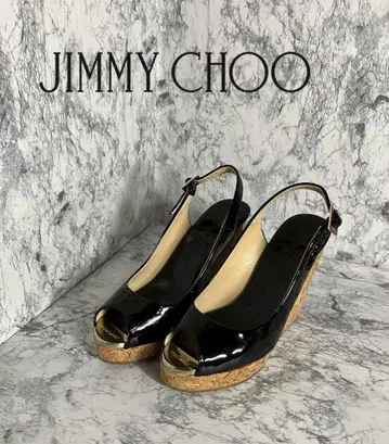 JIMMY CHOO 블랙 에나멜 샌들
