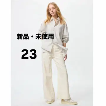 [새상품 미사용] 유니클로 완판템 드레이프 와이드 플레어 청바지 23인치