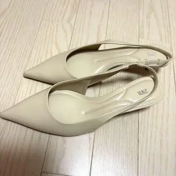 ZARA 자라 베이지 키튼힐 슬링백 신발
