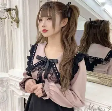 MARS 하트 레이스 세일러 블라우스 핑크 긴팔 지뢰 양산형