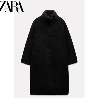 ZARA 롱 페이크 보아 코트 S