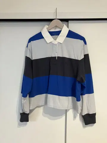 스트라이프 디자인 긴팔 폴로셔츠 XXL