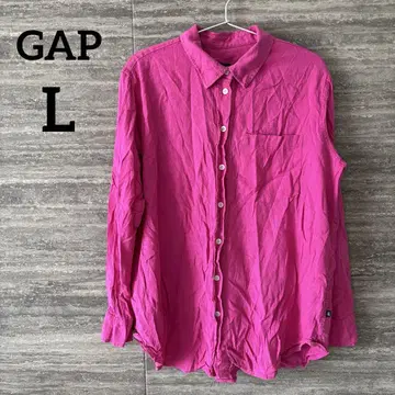 GAP 린넨 긴팔 셔츠 핑크 긴팔 셔츠 겉옷 L 해외 구제 의류