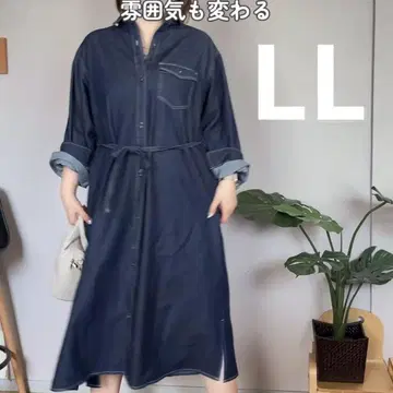 HARA 콜라보 시마무라 데님 셔츠 원피스