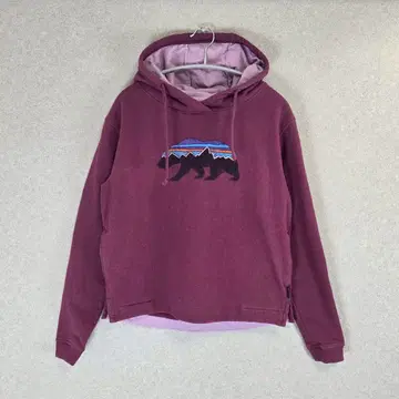 레어 patagonia 곰 로고 후드티 보르도 퍼플