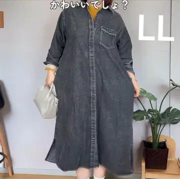 HARA 콜라보 시마무라 데님 셔츠 원피스