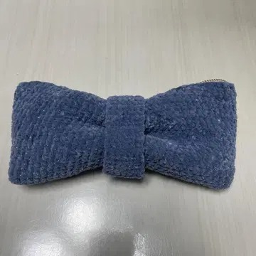 리본 펜 케이스 파란색 라메 믹스