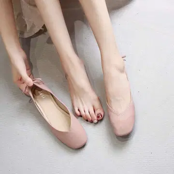 [새상품] 리본 포함 핑크 플랫슈즈