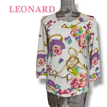 LEONARD 꽃무늬 리본 디자인 7부 소매 상의