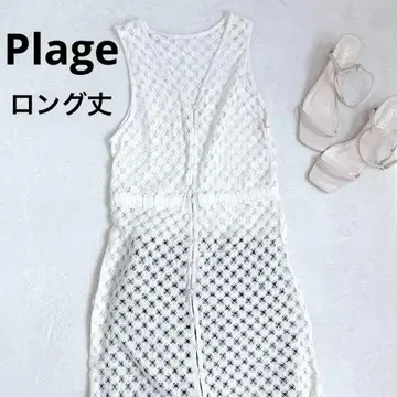 w11 Plage 레이스 롱 베스트 베스트 슬리브리스 겉옷 화이트