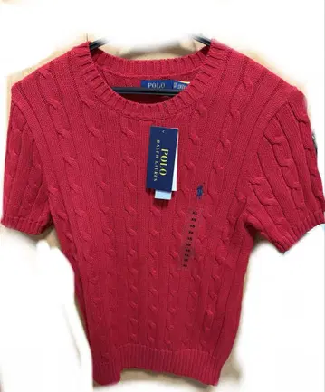 Polo Ralph Lauren 케이블 니트 반팔 레드