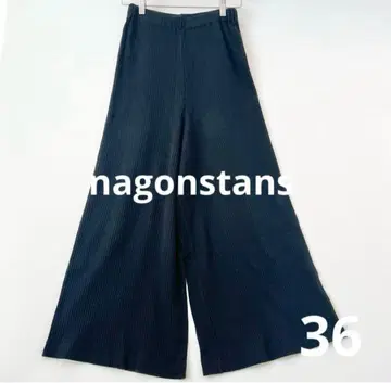 나곤스탠스 nagonstans 리브 와이드 팬츠 블랙 코튼