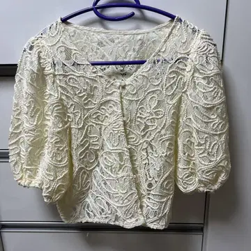 w closet 아이보리 레이스 가디건 반팔