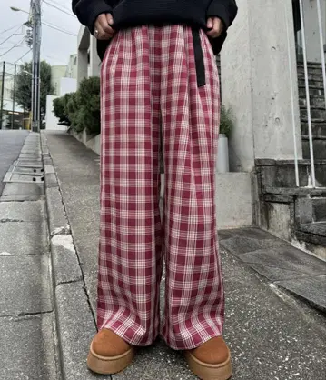 CIAOPANIC TYPY 사이드 벨트 와이드 슬랙스 보르도