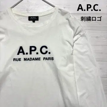 A.P.C. 자수 로고 티셔츠 긴팔 화이트