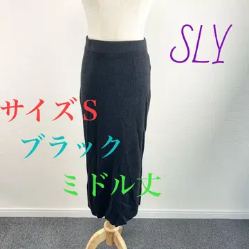 c443 SLY 블랙 미들 기장 타이트 니트 스커트 S 심플