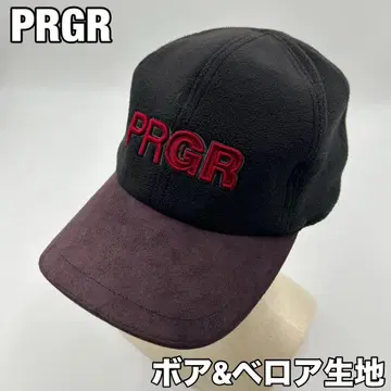 [PRGR] 골프 캡 프로기아 로고 자수 벨로아 보아 울 블랙 보라색