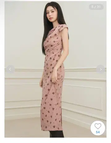SNIDEL 플라워 프린트 드레이프 원피스 꽃무늬 오프숄 원피스