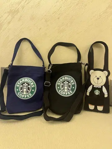 스타벅스 에코백 세트 네이비 블랙 곰 디자인