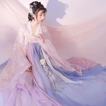 핑크 보라색 그라데이션 차이나 드레스
