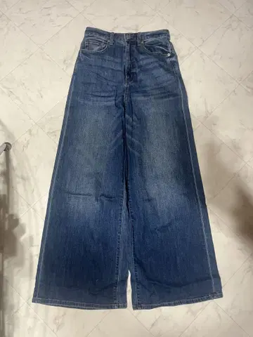 다크 블루 와이드 레그 데님