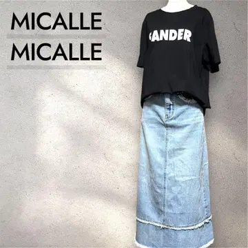 미사용 새상품 MICALLEMICALLE 데님 플레어 스커트 프린지