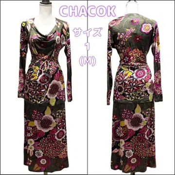 새상품 CHACOK 프랑스 파워네트 셋업 올 패턴 꽃무늬 드레이프