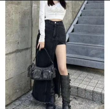 다리치 프론트 오픈 데님 롱 스커트 M