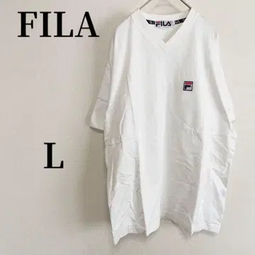 FILA 휠라 원포인트 자수 로고 반팔 피케 셔츠 화이트 L