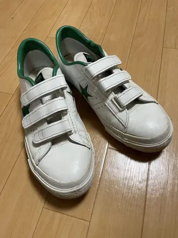 CONVERSE ALL STAR 화이트/그린 벨크로 스니커즈
