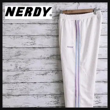 r0168 NERDY 널디 트랙 팬츠 S 오프화이트 라인 Y2K 한국