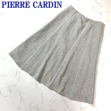 피에르 가르뎅 롱 스커트 면 울 플레어 그레이 L C8323