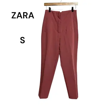 ZARA 테이퍼드 팬츠 S 센터 프레스 하이웨스트 더스티 핑크