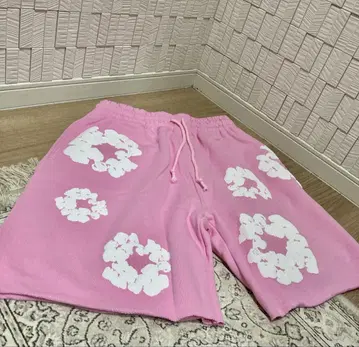 데님 티어스 하프 팬츠 핑크 M