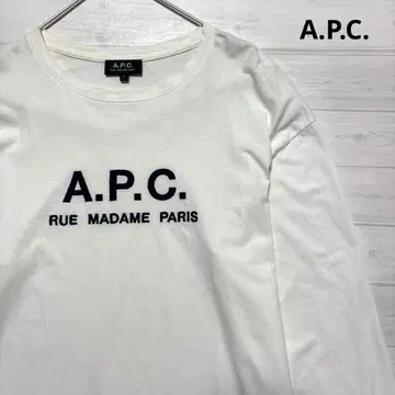 A.P.C. 자수 로고 티셔츠 롱티 화이트 긴팔
