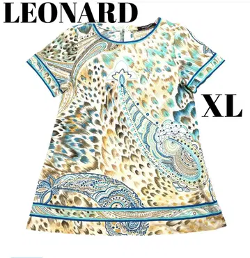 LEONARD 레오나르 페이즐리 무늬 반팔 상의 42 XL