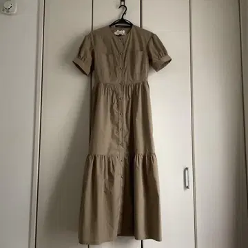 베이지 셔츠 원피스 반팔