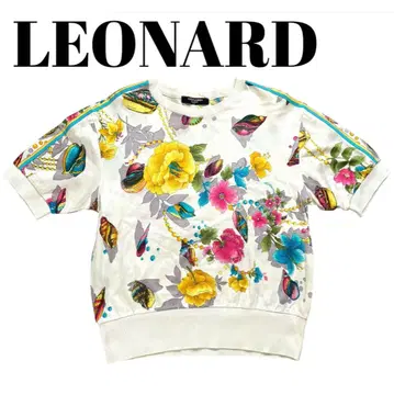 LEONARD 레오나르 꽃무늬 반팔 썸머 니트