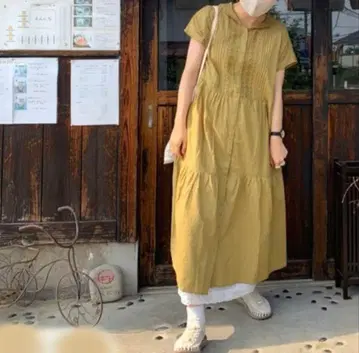사만사 모스모스 자수 세일러 원피스 코튼 린넨
