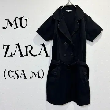 ZARA 자라 (USA M) 블랙/테일러드/반팔/원피스/로우웨스트