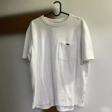LACOSTE 화이트 포켓 부착 카노코 T셔츠 US L