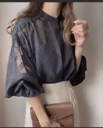 여성용 시어 셔츠 블랙