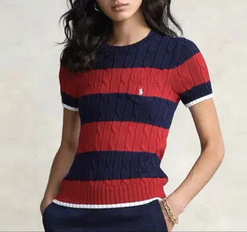 미사용급 24SS 폴로 랄프로렌 Stripe Cable 반팔 XS