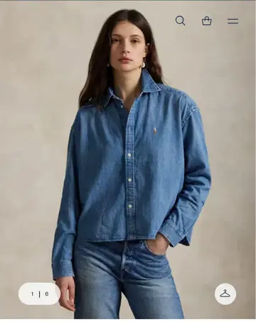 크롭 박시 데님 셔츠 POLO RALPH LAUREN