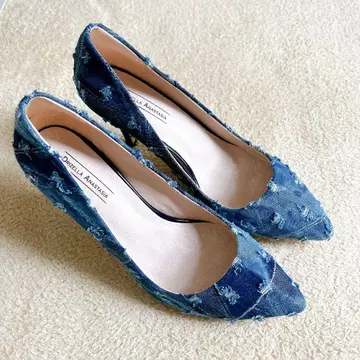 하이힐 신발 데님 세련된 여성용 블루 24.5cm