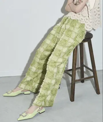 [완판템] THE YON 프린지 자카드 이지 턱 팬츠