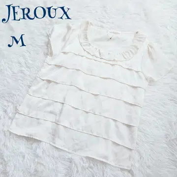 [ 빈티지 ] 비침 프렌치 슬리브 프릴 디자인 블라우스 셔츠 M