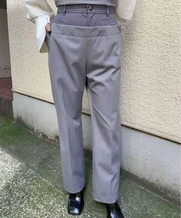 Ameri LAYERED STRIPE STRAIGHT PANTS