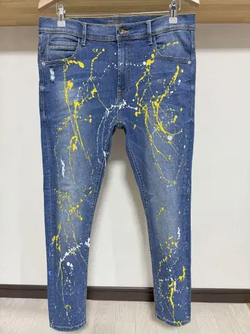 신축성 좋음 봄/여름 페인트 ZARA MAN 스트레치 스키니 데님