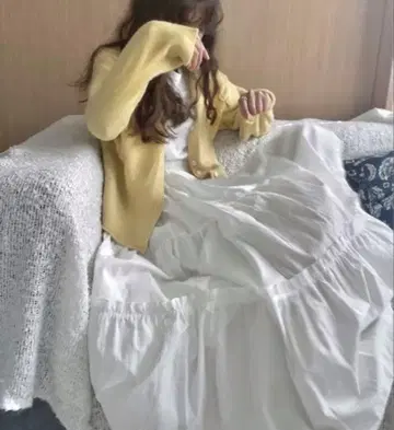 LAUIR 개더 프릴 티어드 맥시 스커트